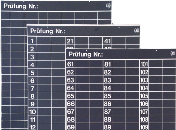 Starter table for chalk from 61-120 numbered